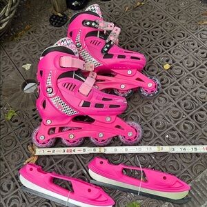 Barbie Convertible Adjustable Inline Skates & Ice Skates Size Y13 Y12